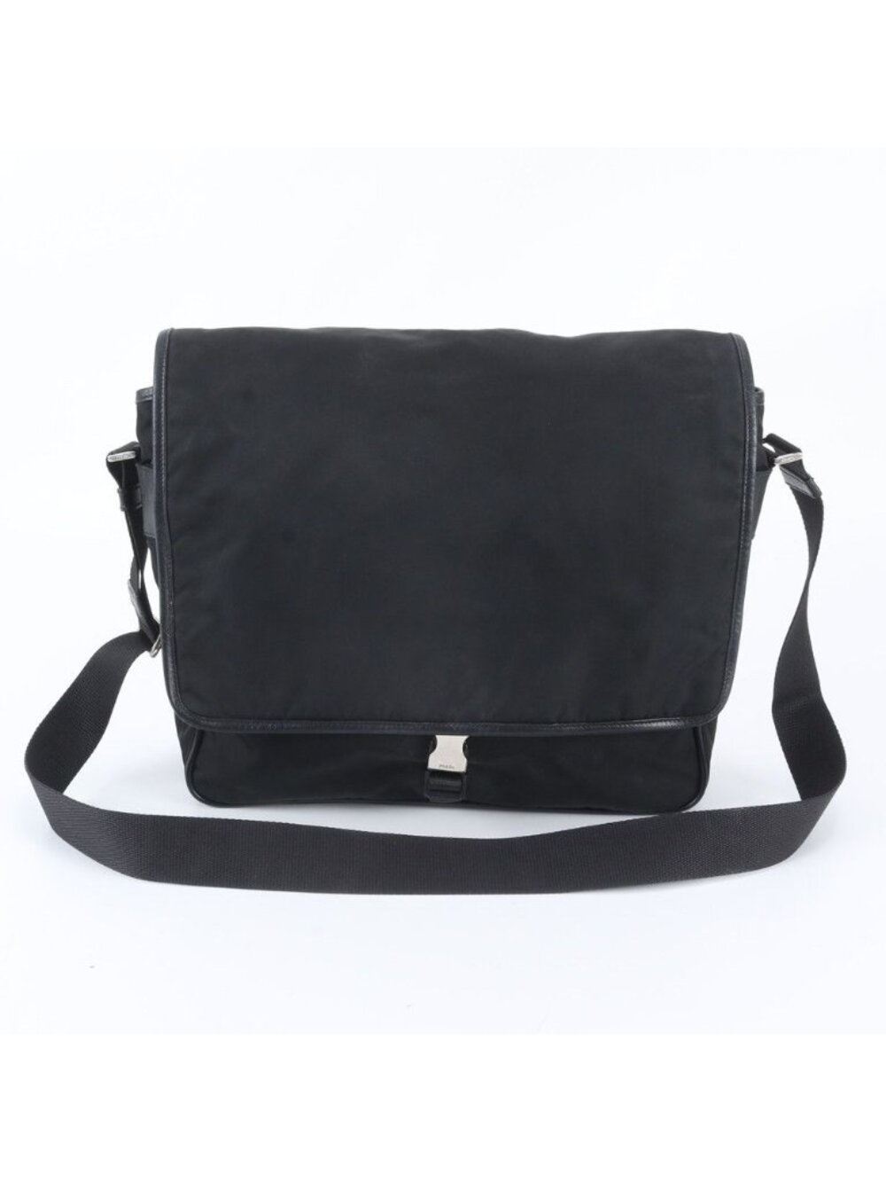 Prada Tessuto Nylon White Tag Triangle Logo Leather Shoulder Bag